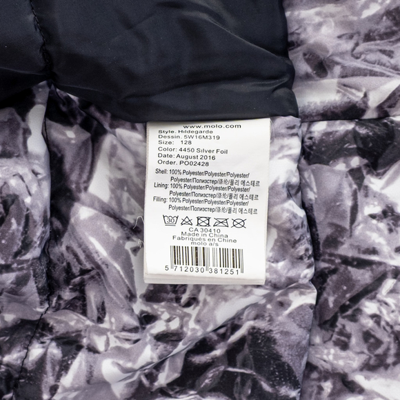 Molo Hildegarde Silver Foil Kids Girls Puffer Jacket + Hood | EU 128 (US 8) - Picture 9 of 9